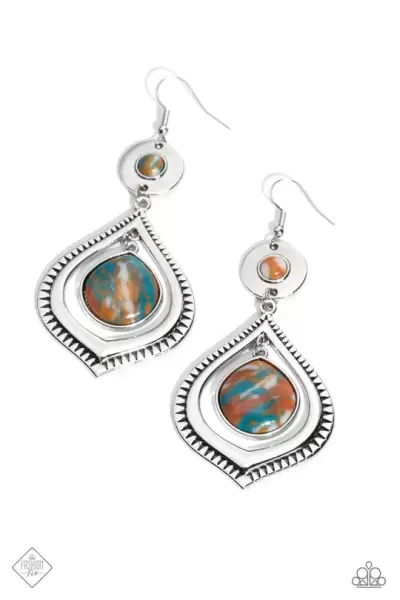 CUZ I CLAN - BROWN SWIRL BEAD SILVER EARRINGS