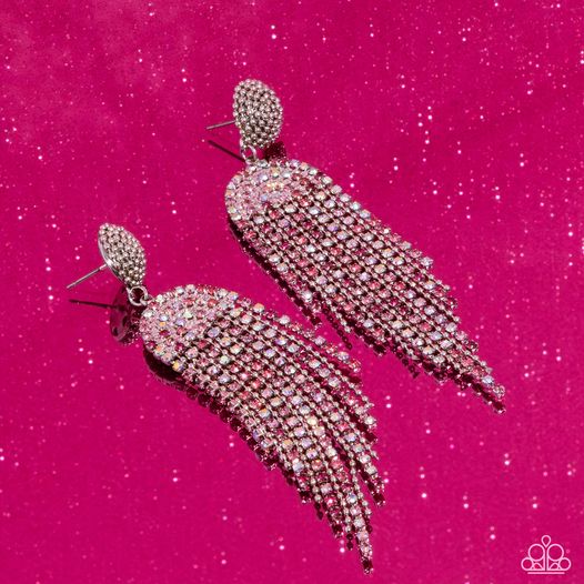 A TOAST TO YOU - PINK RHINESTONE SILVER POST EARRINGS - GIMME THE GLITZ EXCLUSIVE 2024 - PAPARAZZI